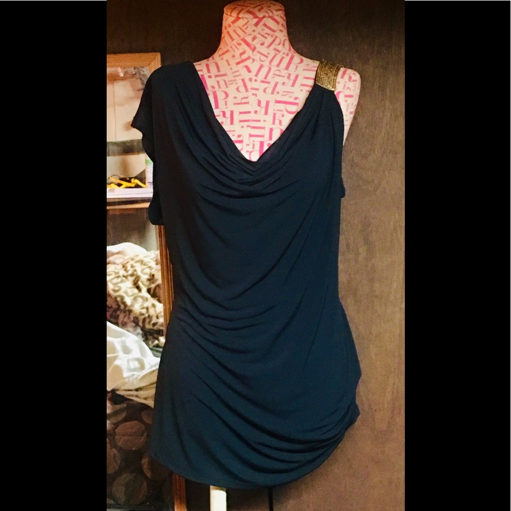 Pretty blk top with gold accent strap size large
